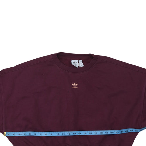 Adidas Women Burgundy Crew Neck Sweatshirt Size 8 Cotton Blend