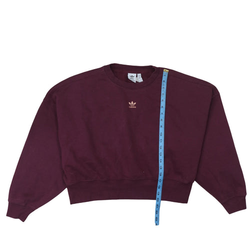 Adidas Women Burgundy Crew Neck Sweatshirt Size 8 Cotton Blend