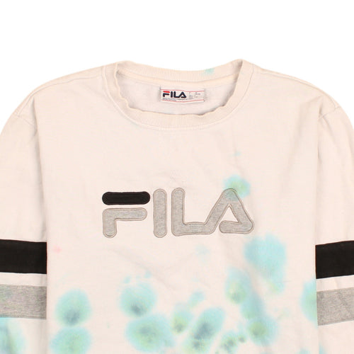 Fila Womens Cream Blue Tie-Dye Logo Sweatshirt Size L