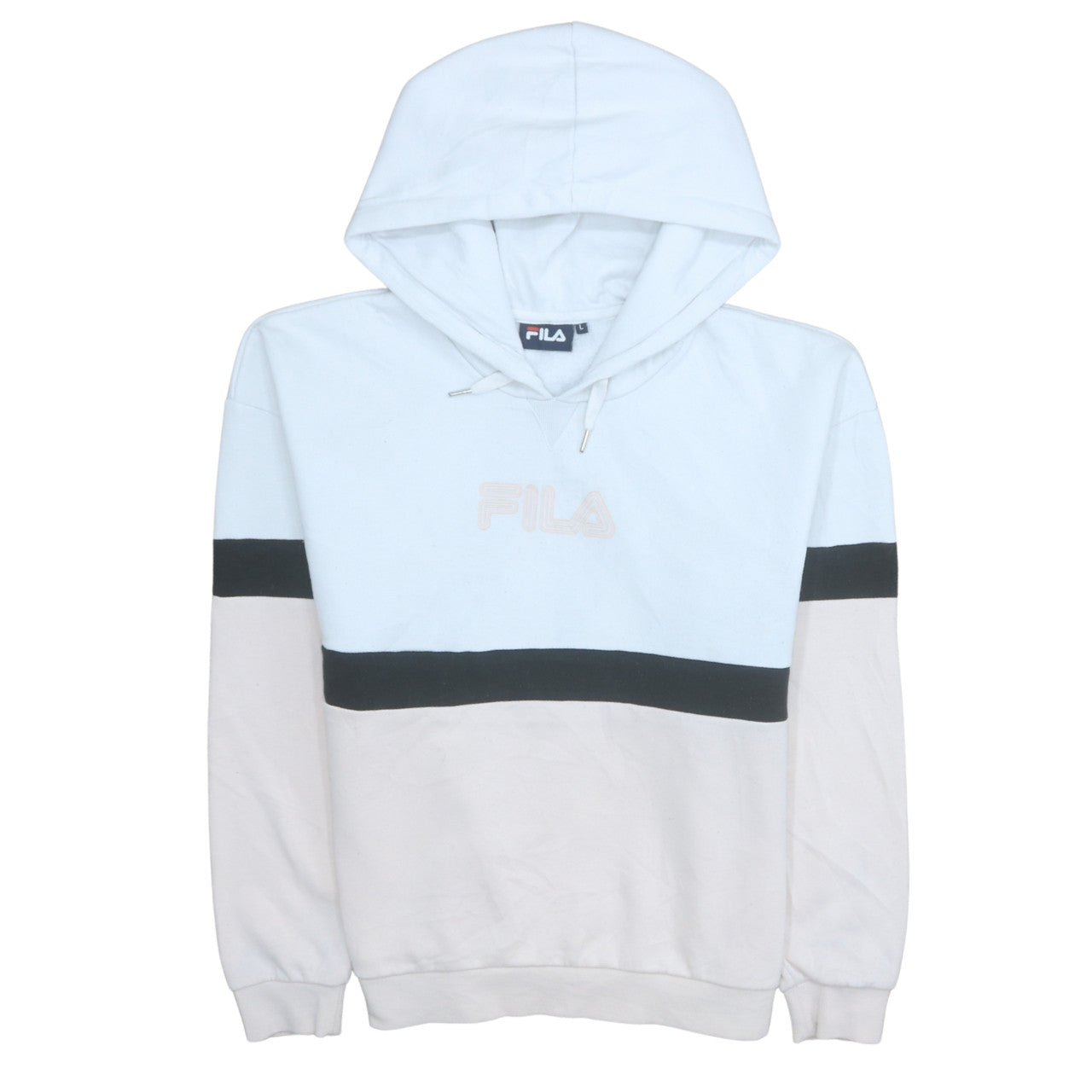 FILA Womens Blue Colourblock Pullover Hoodie Size L