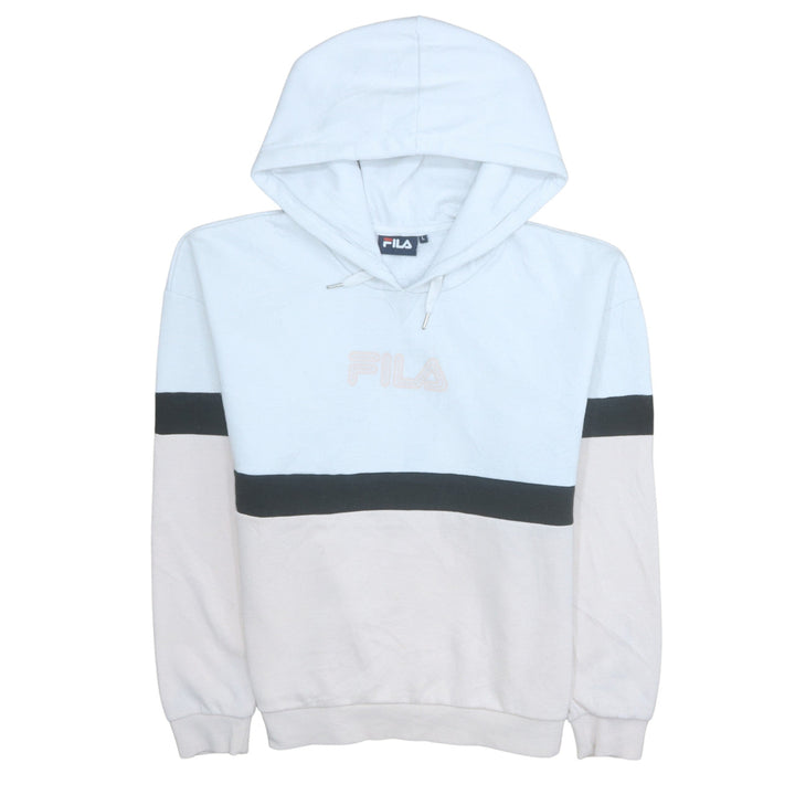 FILA Womens Blue Colourblock Pullover Hoodie Size L