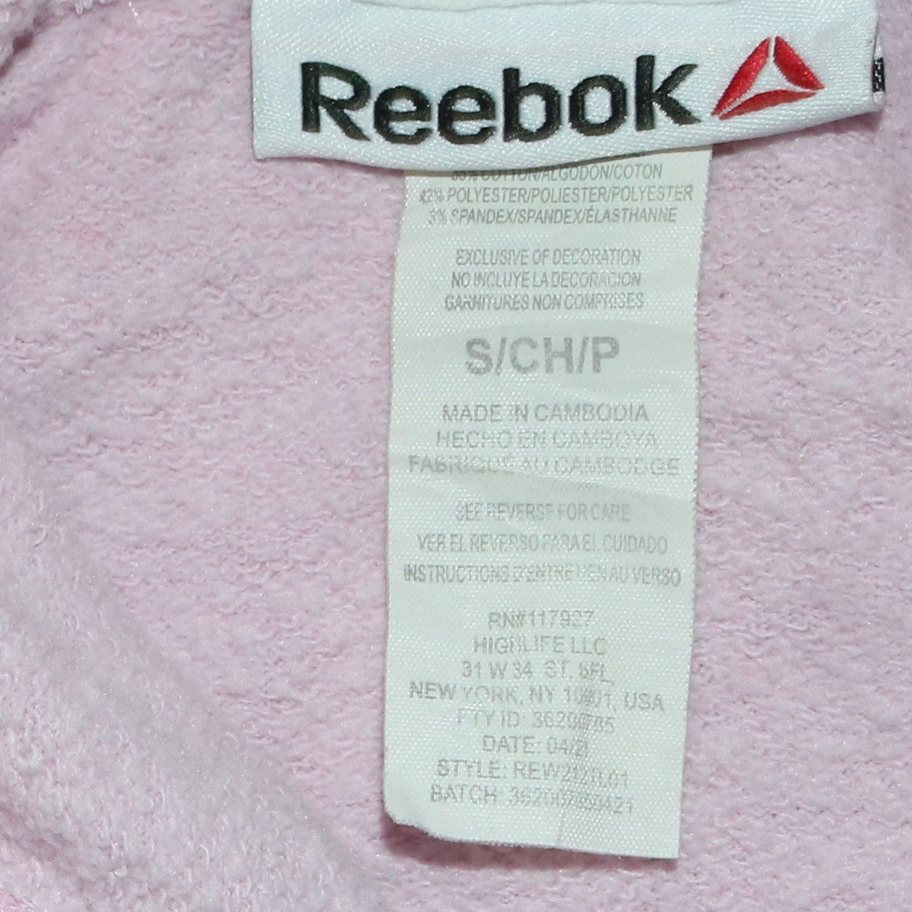 Reebok Womens Pink Pullover Hoodie Small Logo Sweatshirt