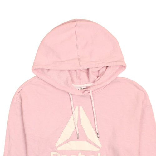 Reebok Womens Pink Pullover Hoodie Small Logo Sweatshirt