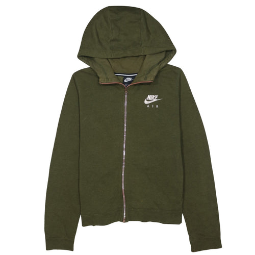 Nike Air Women Khaki Green Full Zip Hoodie Medium Cotton Blend
