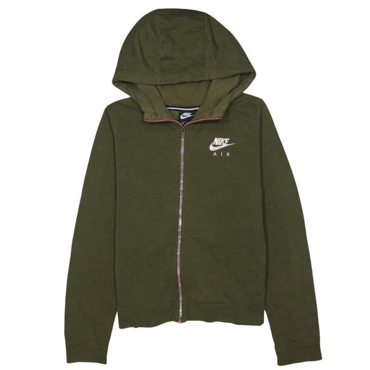 Nike Air Women Khaki Green Full Zip Hoodie Medium Cotton Blend