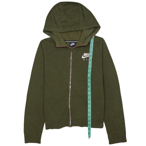 Nike Air Women Khaki Green Full Zip Hoodie Medium Cotton Blend