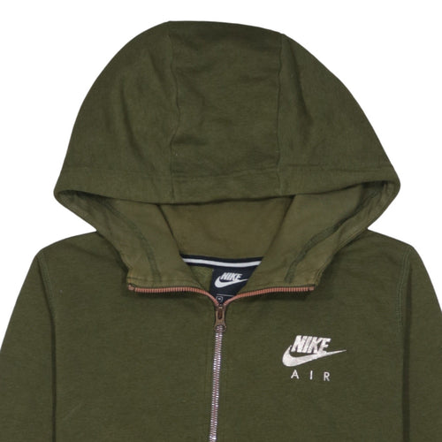 Nike Air Women Khaki Green Full Zip Hoodie Medium Cotton Blend