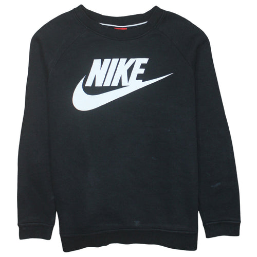 Nike Womens Black L Sweatshirt Crew Neck Pullover Logo Cotton Blend