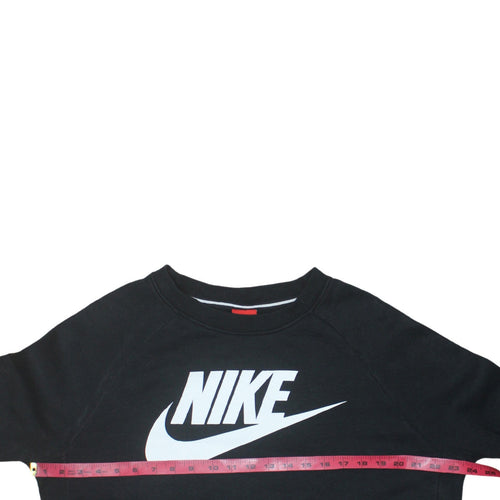 Nike Womens Black L Sweatshirt Crew Neck Pullover Logo Cotton Blend