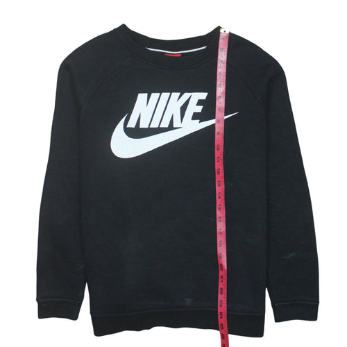 Nike Womens Black L Sweatshirt Crew Neck Pullover Logo Cotton Blend