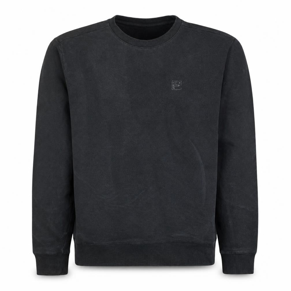 Front view of Fila Men's Black Crew Neck Sweatshirt, size M, Pullover Classic Style