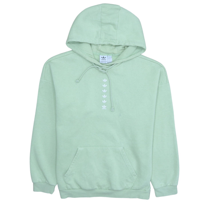 Adidas Women's Green Pullover Hoodie Size 14 Cotton Blend Logo Sweatshirt