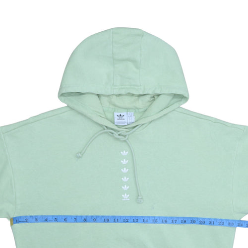 Adidas Women's Green Pullover Hoodie Size 14 Cotton Blend Logo Sweatshirt