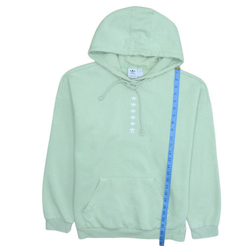 Adidas Women's Green Pullover Hoodie Size 14 Cotton Blend Logo Sweatshirt