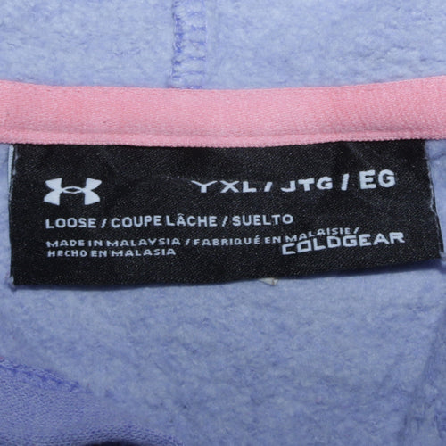 Under Armour Boys Purple Graphic Pullover Hoodie YXL ColdGear