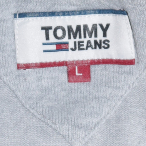 Tommy Jeans Men's Grey Cotton Crew Neck Pullover Jumper L