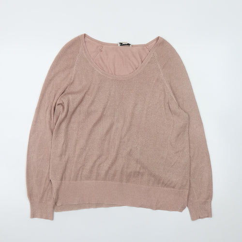 Whistles Womens Pink Metallic Scoop Neck Pullover Jumper M