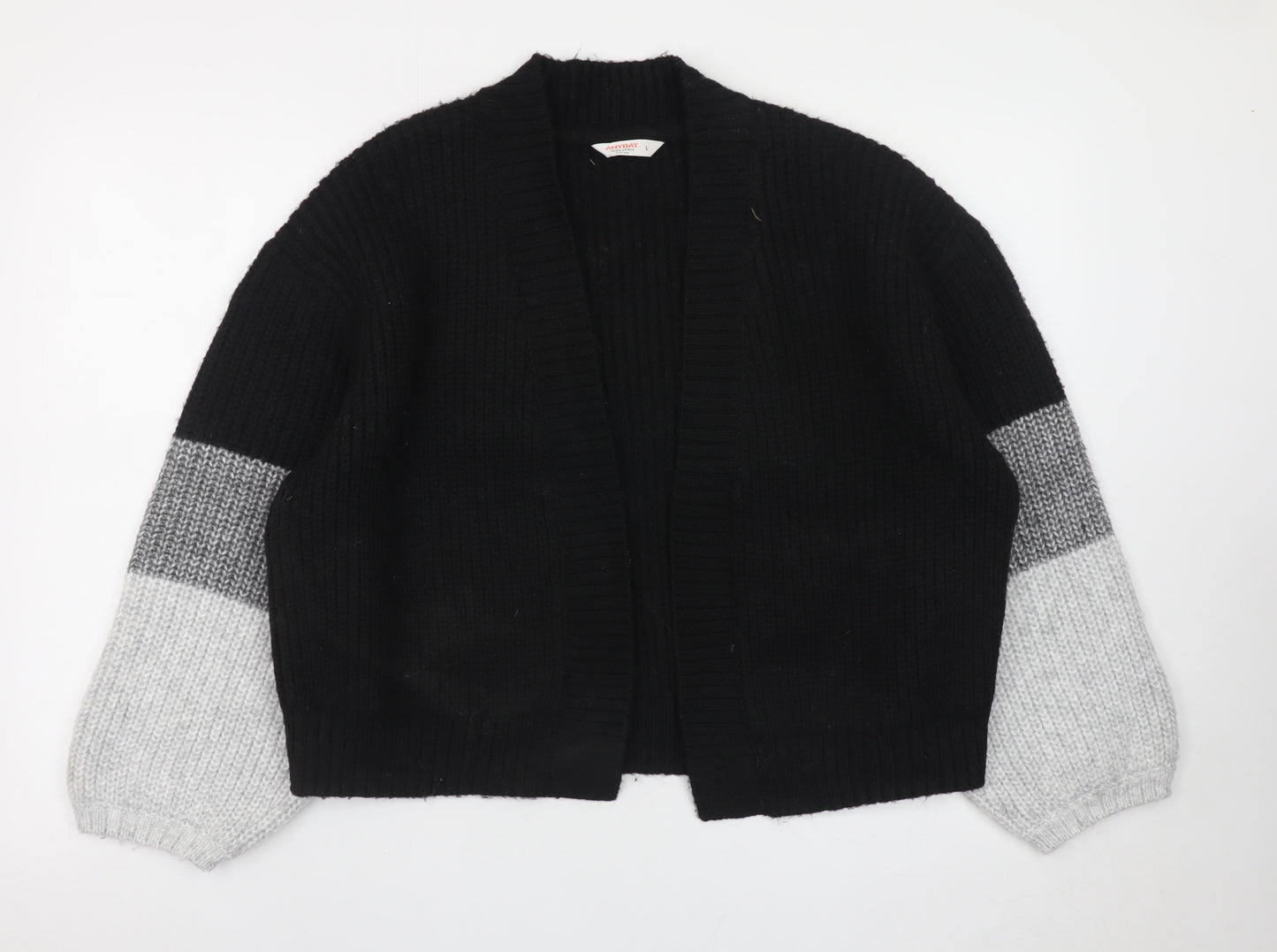 John Lewis Women’s Black Grey Chunky Knit Open Cardigan L