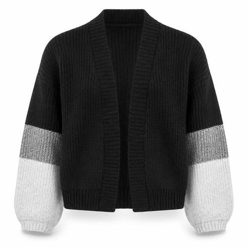 John Lewis Women’s Black Grey Chunky Knit Open Cardigan L