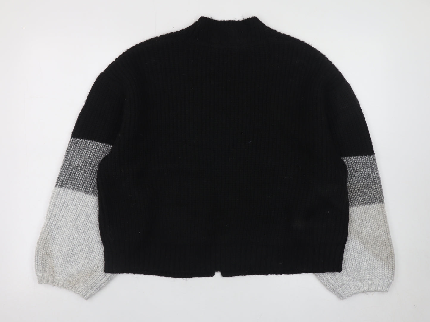 John Lewis Women’s Black Grey Chunky Knit Open Cardigan L