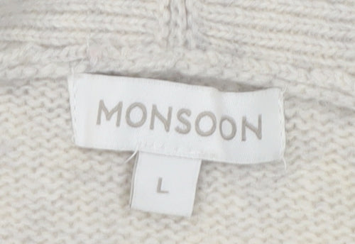 Monsoon Women Beige Wool Angora Blend Cape Cardigan L