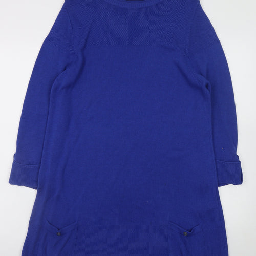 Marks and Spencer Women Blue Jumper Dress Size 16 Knit Casual