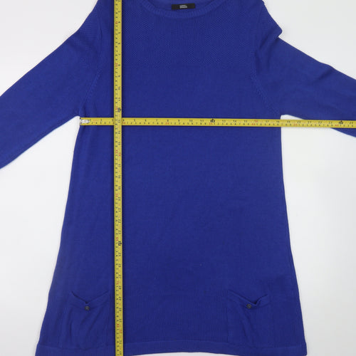 Marks and Spencer Women Blue Jumper Dress Size 16 Knit Casual