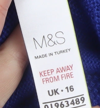 Marks and Spencer Women Blue Jumper Dress Size 16 Knit Casual