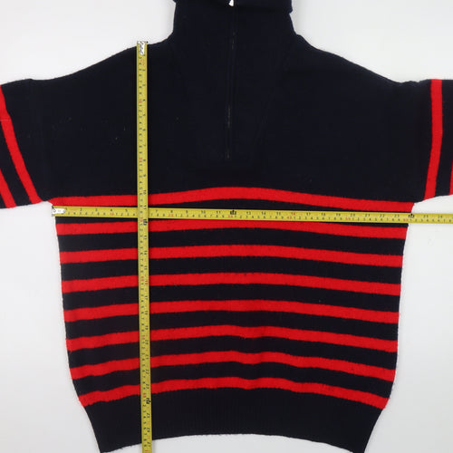 ZARA Women’s Black & Red Striped Roll Neck Knit Jumper Size 12