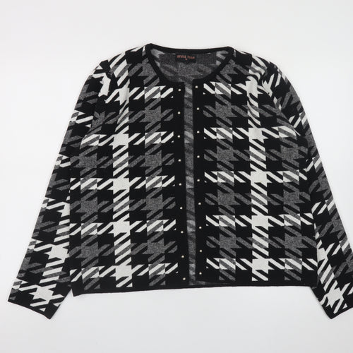 Anna Rose Women's Black White Houndstooth Knit Jacket XL