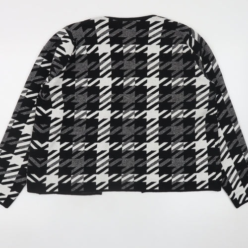 Anna Rose Women's Black White Houndstooth Knit Jacket XL