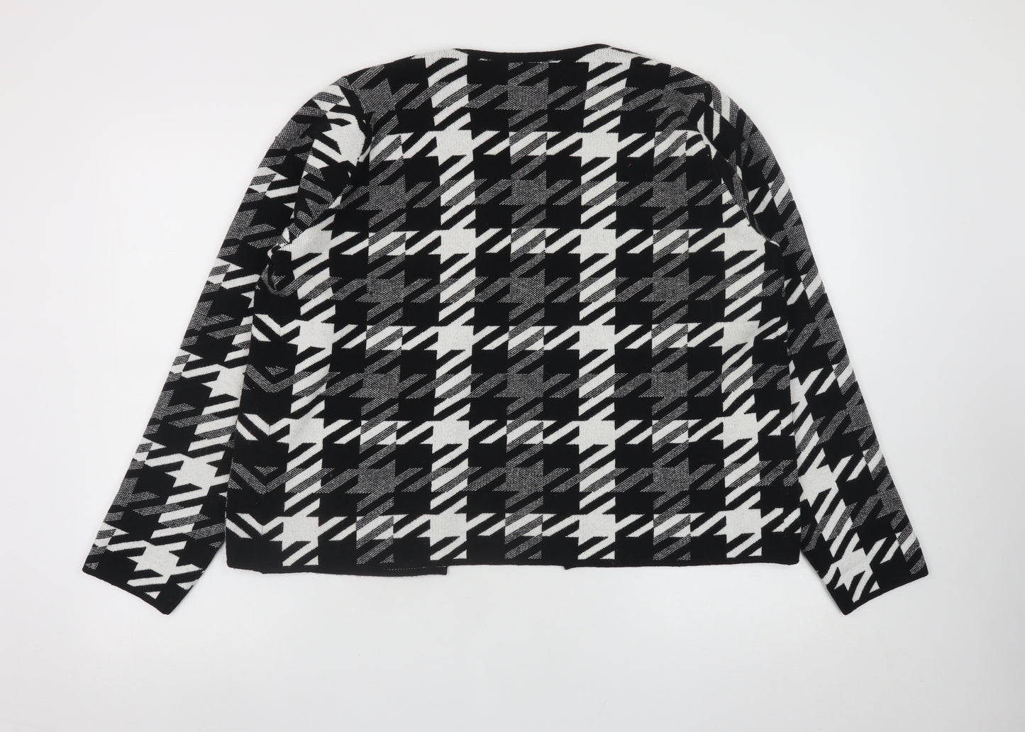 Anna Rose Women's Black White Houndstooth Knit Jacket XL
