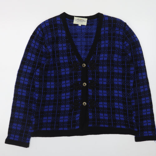 Susan Bristol Women's Blue Check Wool Blend Button Jacket Size L