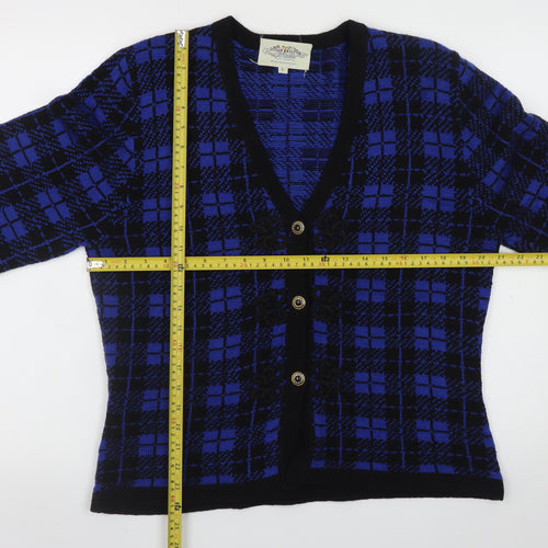 Susan Bristol Women's Blue Check Wool Blend Button Jacket Size L