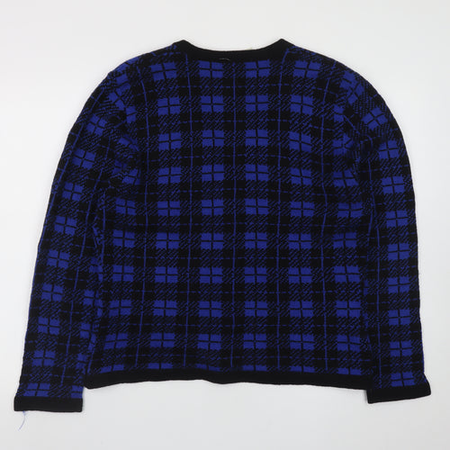 Susan Bristol Women's Blue Check Wool Blend Button Jacket Size L