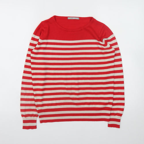 Marks and Spencer Womens Red Striped Acrylic Jumper Size 8