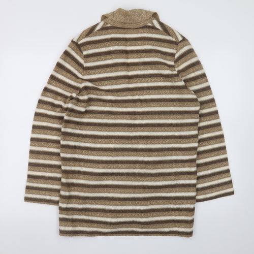 Marks and Spencer St Michael Womens Beige Brown Striped Cardigan Size 14