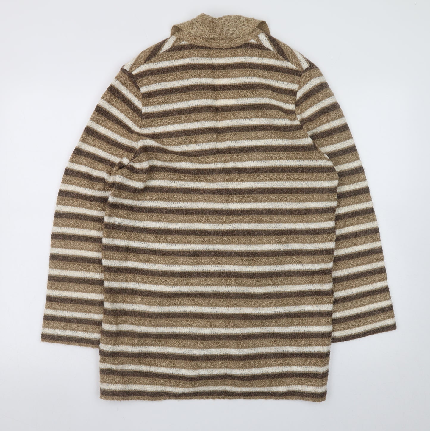 Marks and Spencer St Michael Womens Beige Brown Striped Cardigan Size 14
