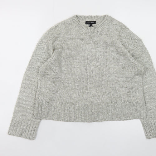 New Look Women's Grey Acrylic Knit Pullover Jumper Size S