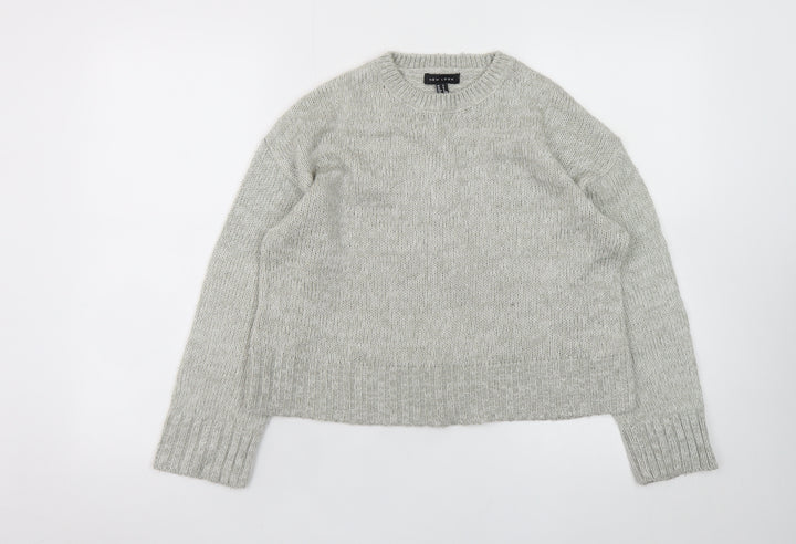 New Look Women's Grey Acrylic Knit Pullover Jumper Size S