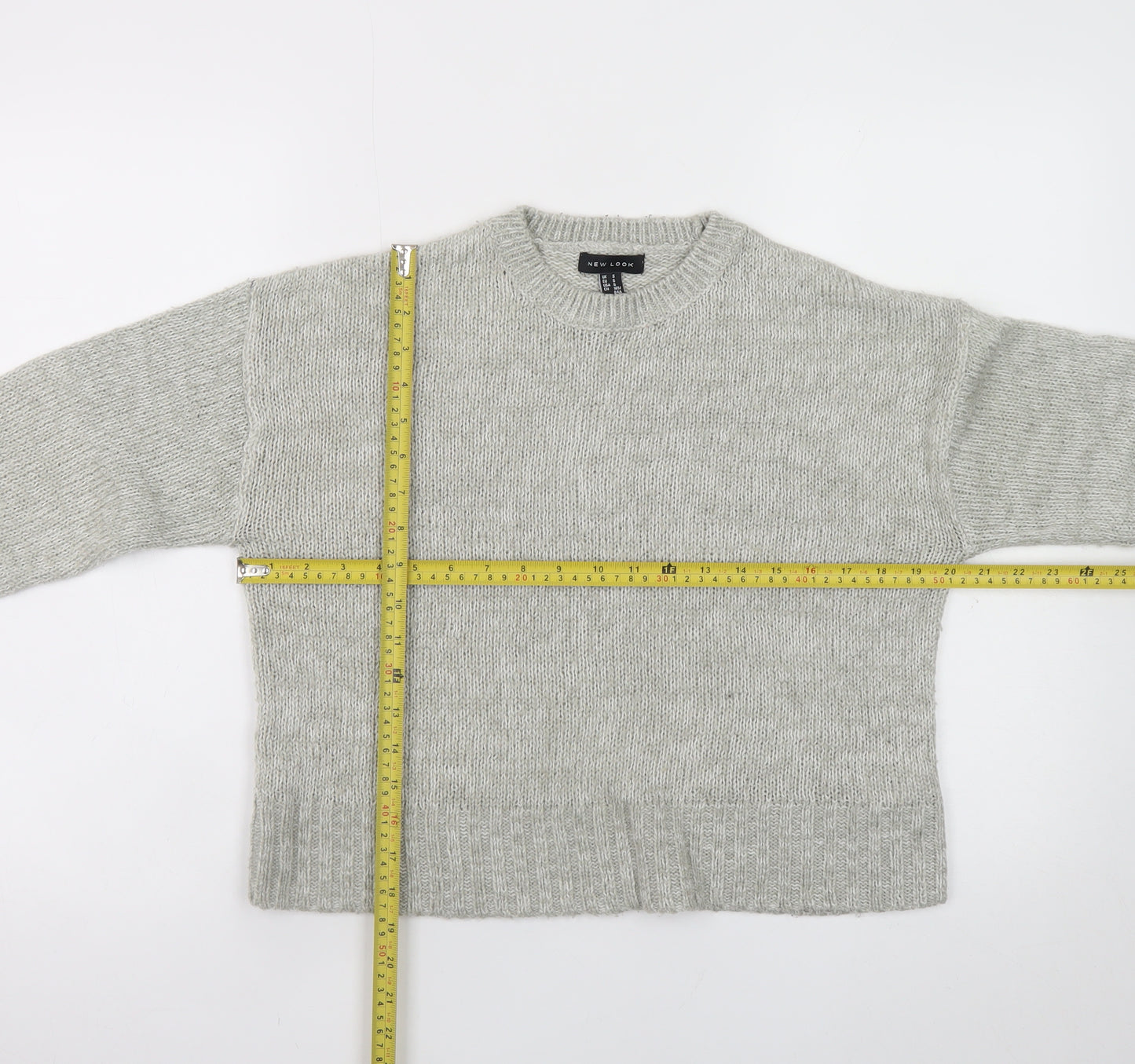 New Look Women's Grey Acrylic Knit Pullover Jumper Size S