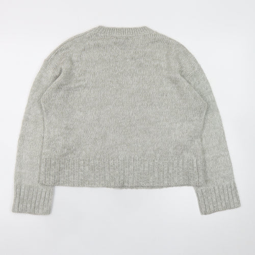 New Look Women's Grey Acrylic Knit Pullover Jumper Size S