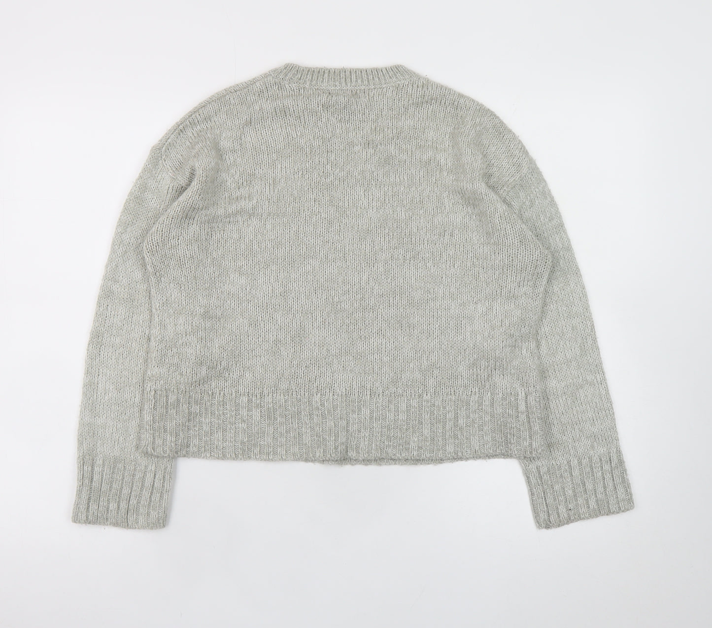 New Look Women's Grey Acrylic Knit Pullover Jumper Size S