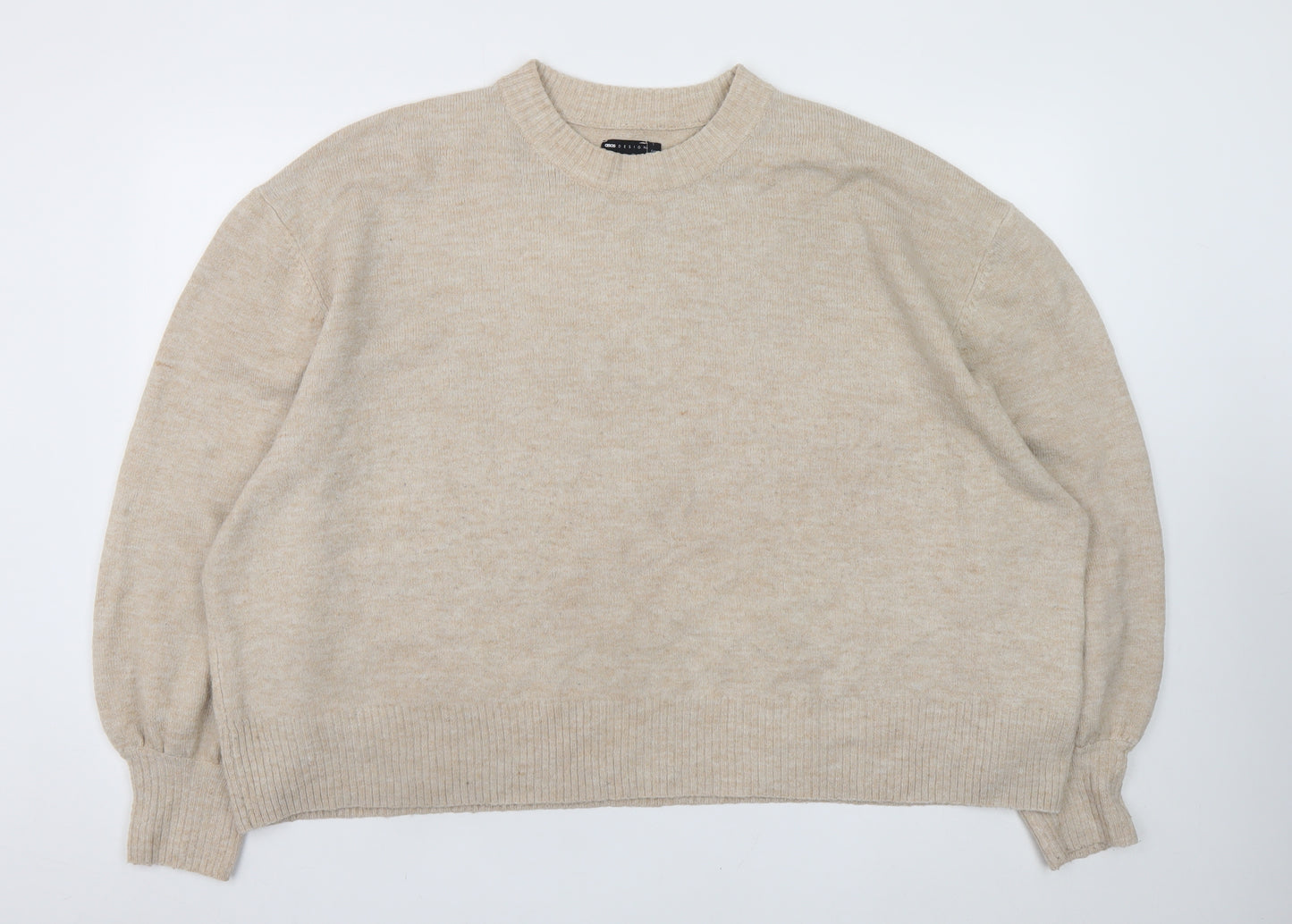 ASOS Women’s Beige Crew Neck Pullover Jumper Size 22 Relaxed Fit