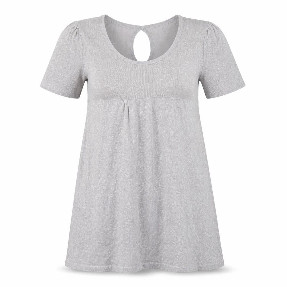 Evie Women’s Silver A-Line Party Dress Size 14 Short Sleeve Scoop Neck