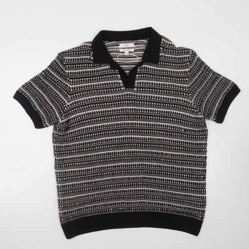 Marks and Spencer Men’s Black Geometric Collared Knit Jumper XL