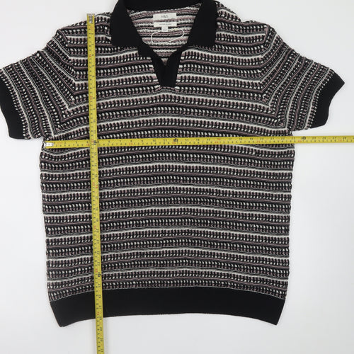 Marks and Spencer Men’s Black Geometric Collared Knit Jumper XL