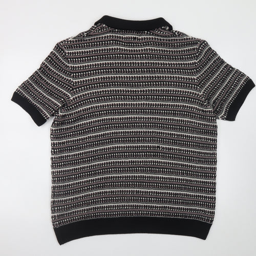 Marks and Spencer Men’s Black Geometric Collared Knit Jumper XL