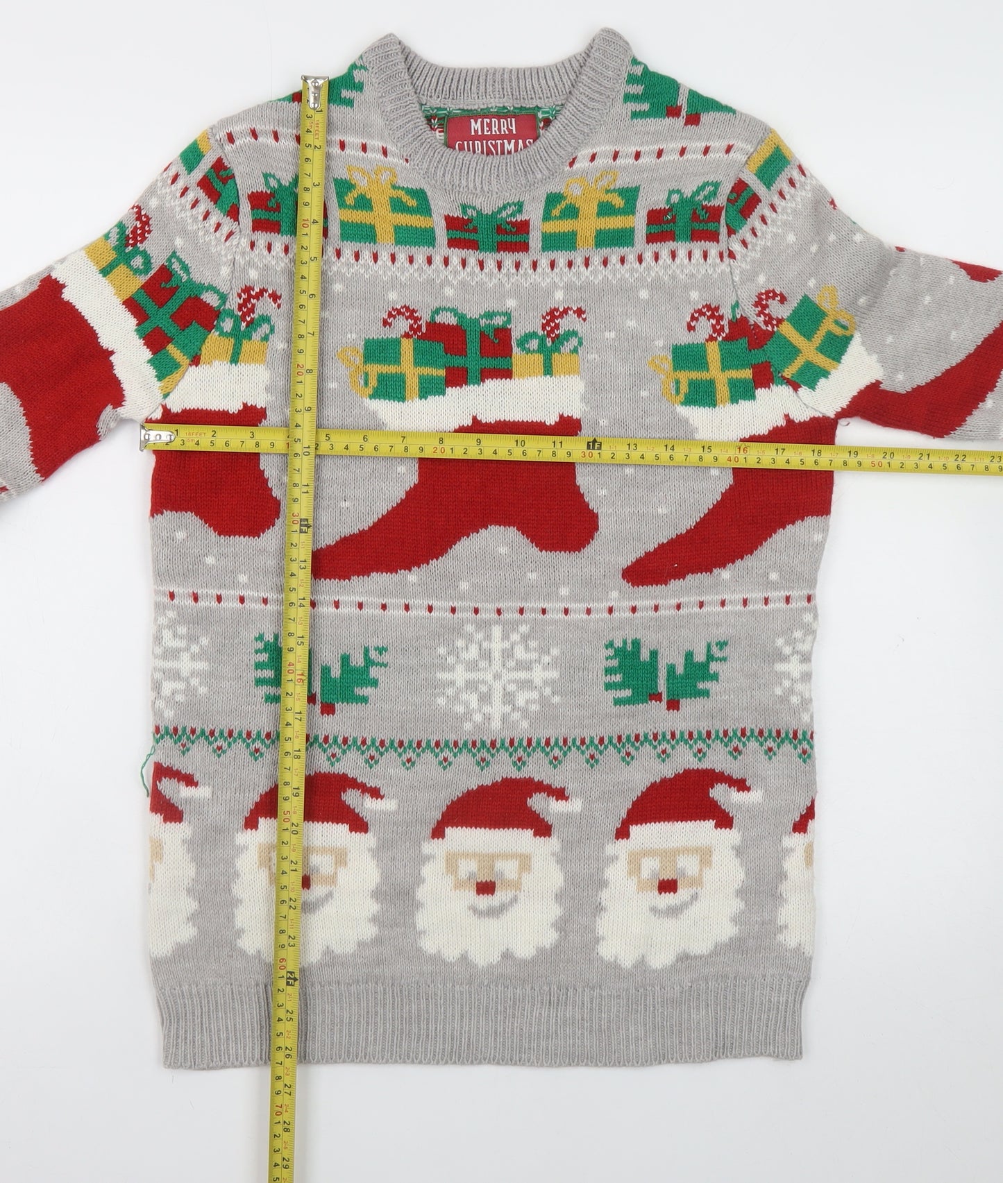 Merry Christmas Men's Grey Santa Graphic Pullover Jumper M