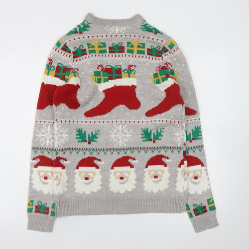 Merry Christmas Men's Grey Santa Graphic Pullover Jumper M